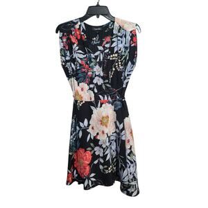 Yumi Kim Cap Sleeve V-Neck Floral Silk Wrap Dress Size S
